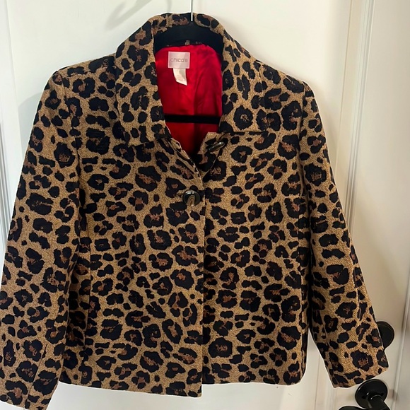 EUC Chicos Size 1 mob wives animal print Evening Jacket Leopard Cheetah … - Picture 1 of 7